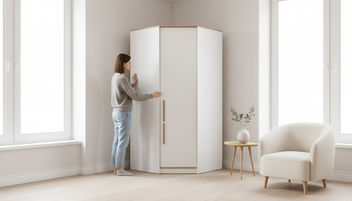 White wardrobe bedroom corner wardrobe children's room furniture new