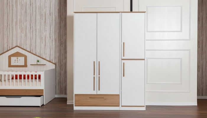 Sturdy wood wardrobe children's room wardrobe 4-door wardrobe