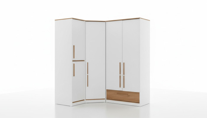 White Modern Corner Wardrobe Children's Room Furniture Noble Wooden Cabinets