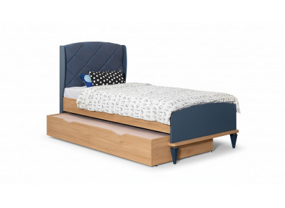 Blaues Kinderzimmer Polsterbett Designer Bettrahmen Holzgestell Möbel