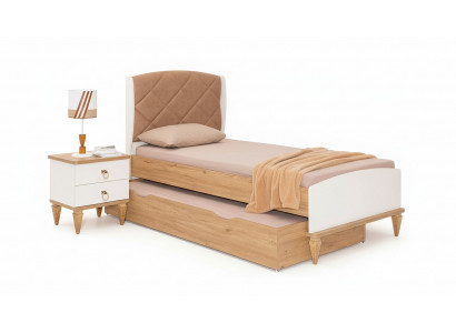 Beige extendable children's bed luxurious bedroom bed wooden furniture