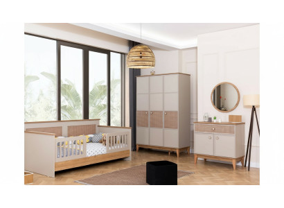 Komplette Kinderzimmer Garnitur Designer Bett Schrank Spiegel Kommode