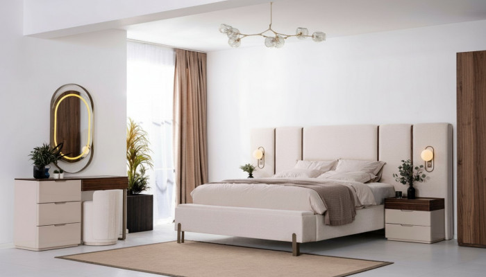 Bedroom set luxury complete bed 2x nightstand dressing table 4-piece new