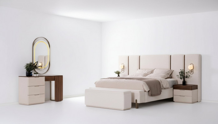Bedroom set luxury complete bed 2x nightstand dressing table 4-piece new