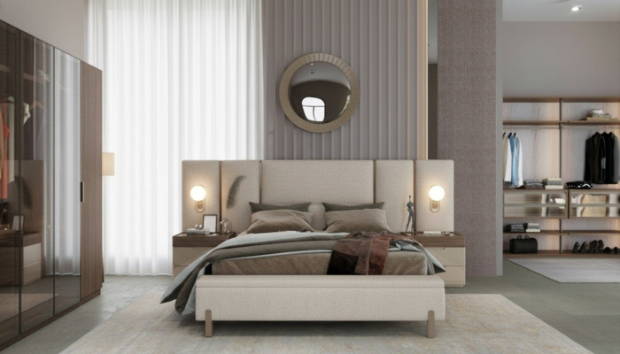Modern bedroom set consisting of a bed with a bench and 2x nightstands 3-piece new.