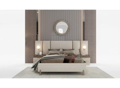 Modern bedroom set consisting of a bed with a bench and 2x nightstands 3-piece new.