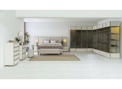 Complete bedroom set designer bed nightstands dressing table 7-piece set