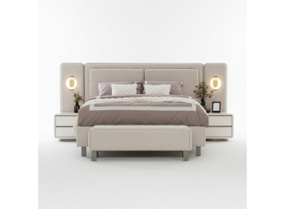 Complete bedroom furniture set: bed with bench, 2x bedside tables, 3 pieces, new