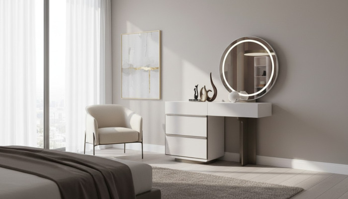 Makeup table set console mirror bedroom furniture design stool set