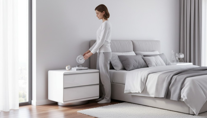 Bedroom nightstand with storage in modern style wood furniture luxury