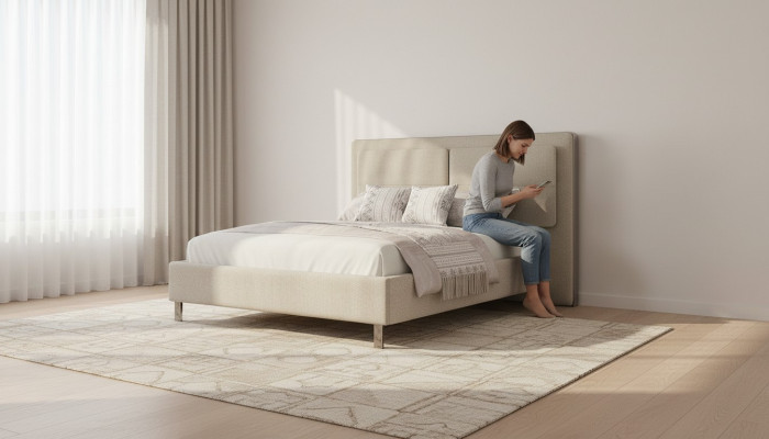 Upholstered bed 180 x 200 cm double bed bedroom luxury wooden furniture new