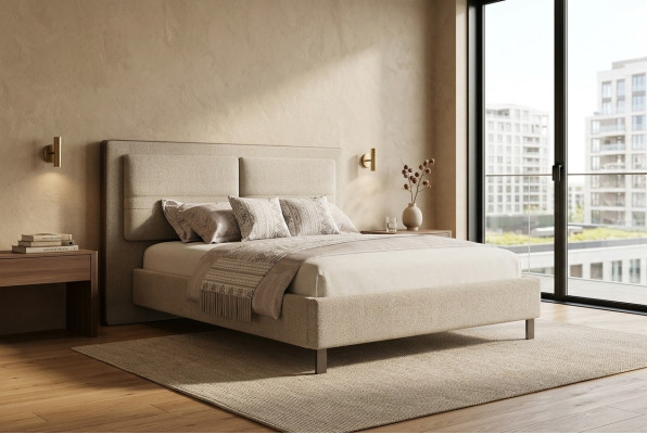 Upholstered bed 180 x 200 cm double bed bedroom luxury wooden furniture new
