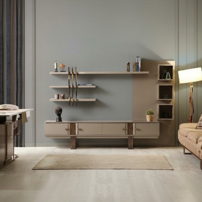 Design sideboard dresser buffet mirror wood beige furniture novelty
