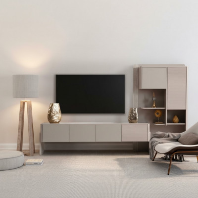 Stylish TV Cabinet Beige Sideboard Luxurious Living Room Dresser