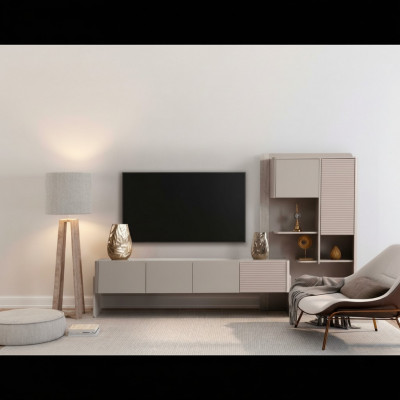 Stylish TV Cabinet Beige Sideboard Luxurious Living Room Dresser