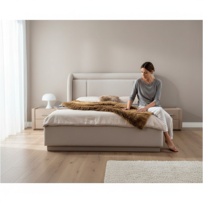 Modern beige bed frame bedroom double bed luxurious furniture new