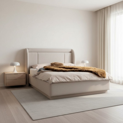 Modern beige bed frame bedroom double bed luxurious furniture new
