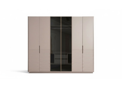 Designer beige glass cabinet modern bedroom wood furniture cabinet