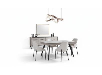 Modern dining room wood furniture luxury sideboard mirror dining table 6x chairs