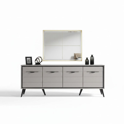 White 4-door dining room sideboard designer luxury glass mirror