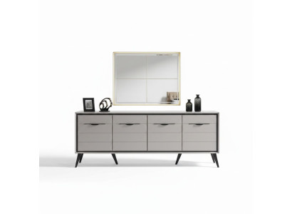 White 4-door dining room sideboard designer luxury glass mirror
