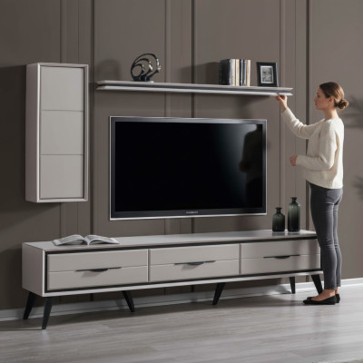 Stylish 3-door TV lowboard modern wall cabinet designer shelf