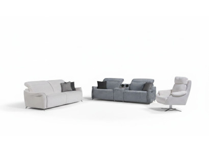 Luxurious living room set: 2x 3-seater sofas with music system and armchair