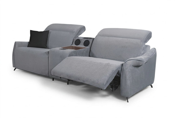 Gray upholstered sofa designer 3-seater three-seater with sound system modern