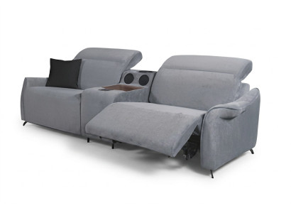 Gray upholstered sofa designer 3-seater three-seater with sound system modern