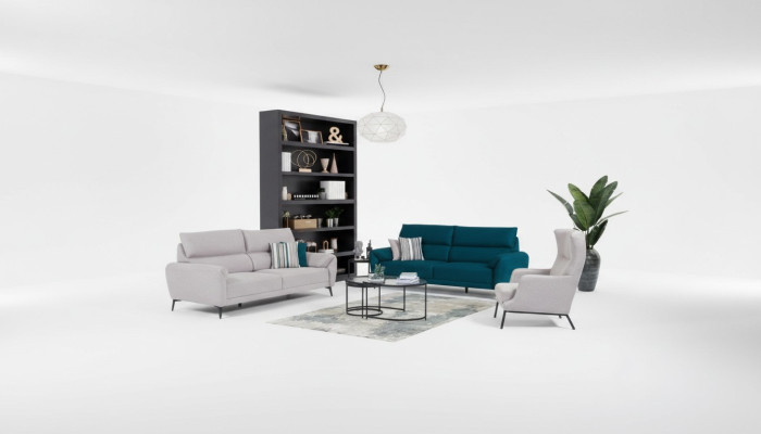 Stylish Living Room Seating Set 2x 3-Seater Sofas Armchair 3-Piece Suite
