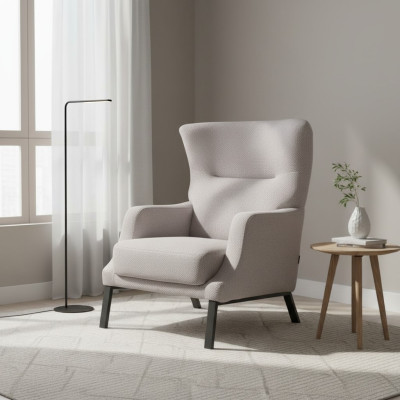 White textile armchair upholstered single-seater living room seating furniture