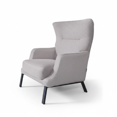 White textile armchair upholstered single-seater living room seating furniture