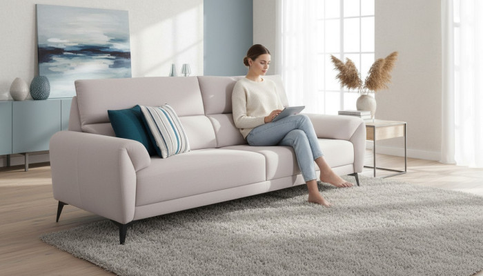 White upholstered sofa designer couches fabric sofas living room seating furniture