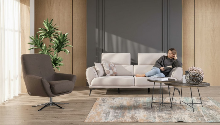Brown designer sofa for living room luxury relaxing chair 2-piece set