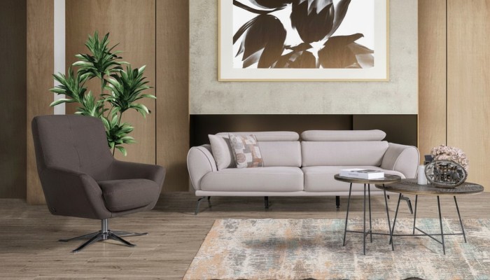 Brown designer sofa for living room luxury relaxing chair 2-piece set