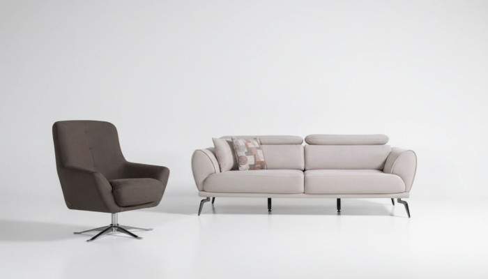 Brown designer sofa for living room luxury relaxing chair 2-piece set
