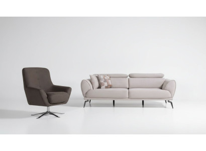 Brown designer sofa for living room luxury relaxing chair 2-piece set