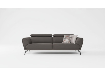 Gray designer sofa with upholstery, leather sofas, wooden frame