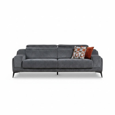 Luxurious Gray Textile Sofa Designer 3-Seater Living Room Three-Seater