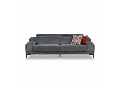 Luxurious Gray Textile Sofa Designer 3-Seater Living Room Three-Seater