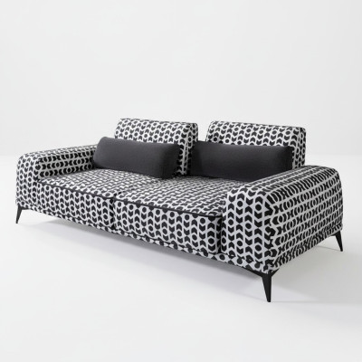 Stylish 3-seater patterned sofa upholstery couches living room wooden frame