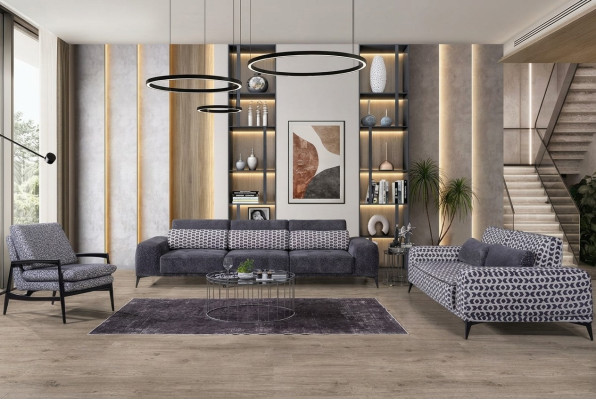 Gray living room seating ensemble exclusive three-seater single-seater 3-piece 4+3+1.