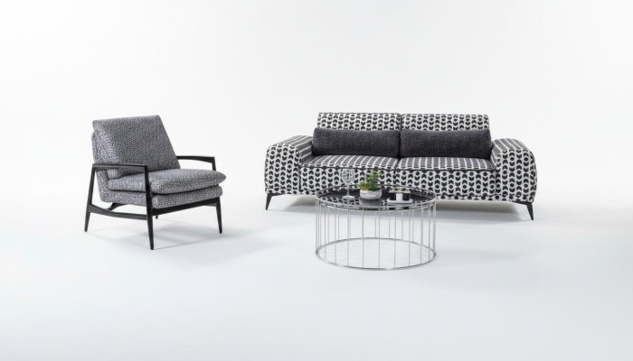 Grey living room fabric sofa 3-seater couches luxury lounge armchair 2-piece