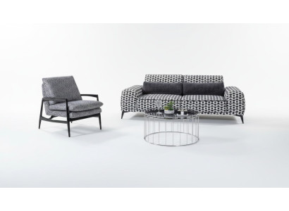 Grey living room fabric sofa 3-seater couches luxury lounge armchair 2-piece
