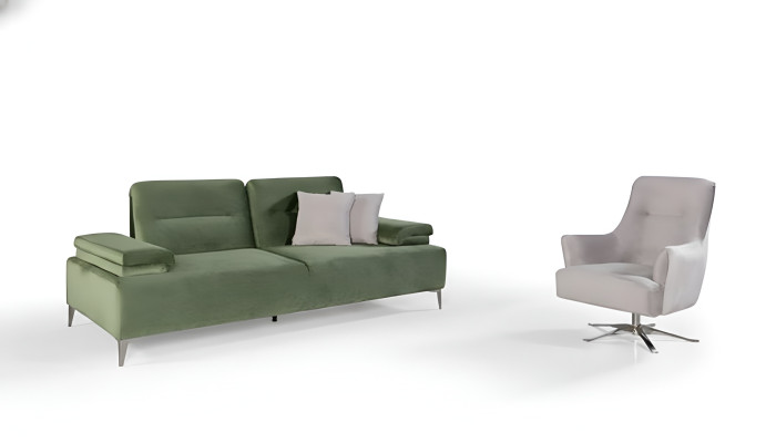 Green-white living room upholstered suite 3-seater couch luxury armchair couch