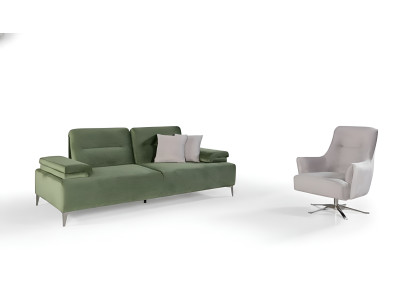 Green-white living room upholstered suite 3-seater couch luxury armchair couch