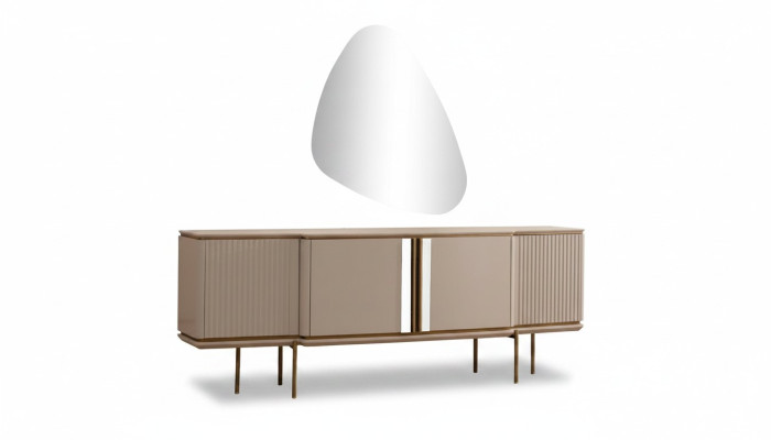 Beige dining room sideboard 2-door luxurious mirror modern wooden furniture