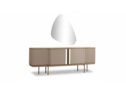 Beige dining room sideboard 2-door luxurious mirror modern wooden furniture