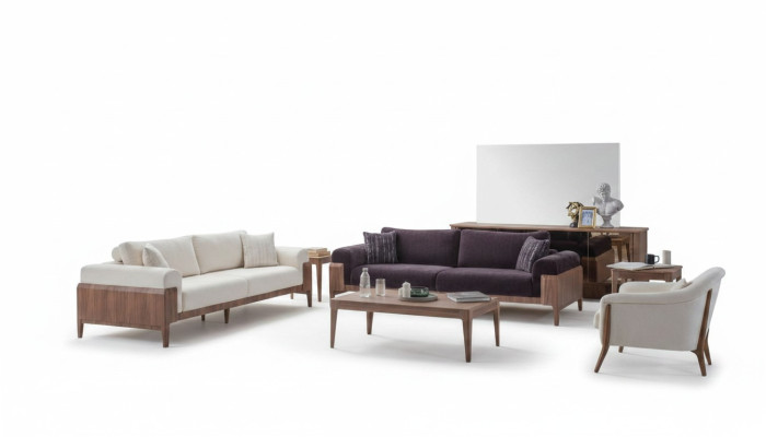 Multicolored sofa set designer white three-seater luxury upholstered armchair