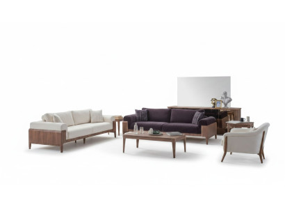 Multicolored sofa set designer white three-seater luxury upholstered armchair